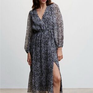 Mango Floral Print Long Sleeve Dress